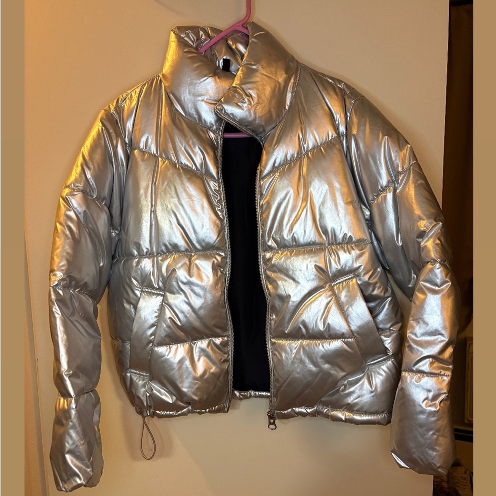 Silver Puffer Jacket - Picture 2 of 3